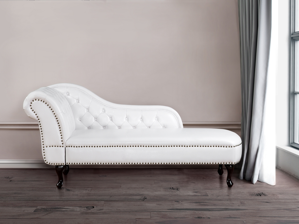 White faux leather chaise lounge top