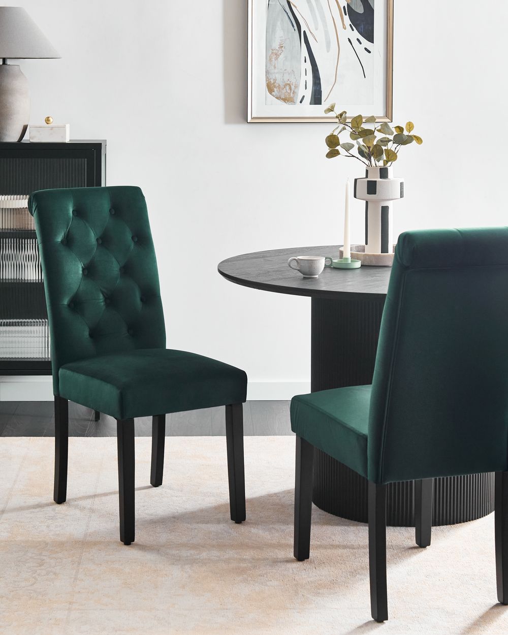 Sæt med 2 spisebordsstole VELVA Velour Mørkegrøn