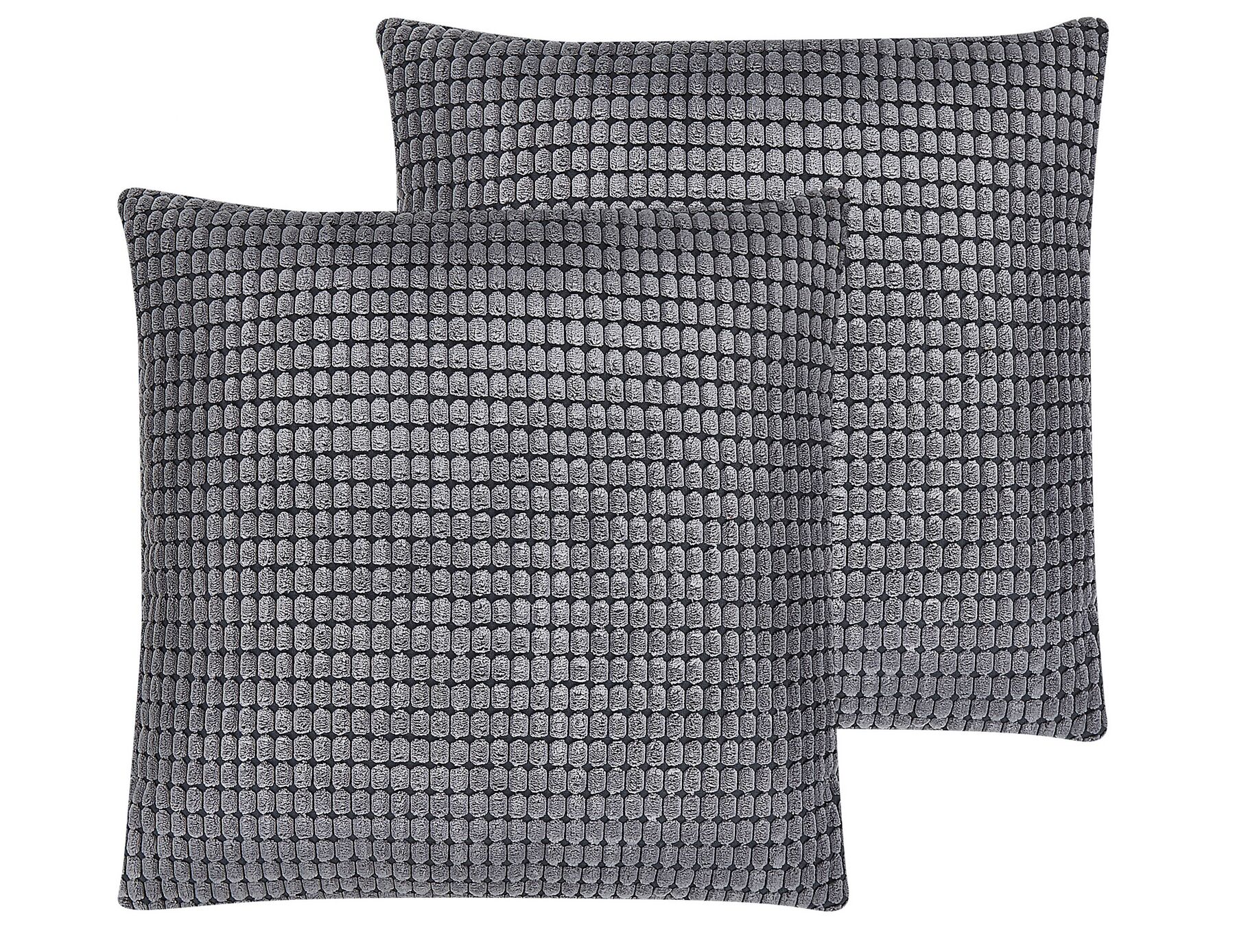 Lot de 2 coussins décoratifs en velours texturé gris foncé 45 x 45 cm ASPIDISTRA_810557