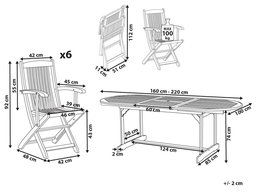Garden Dining Set 6 Seater MAUI II Acacia Wood Light Brown_926656