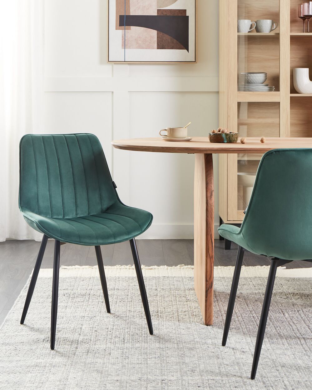 Lot de 2 chaises de salle à manger DUBROVNIK Velours Vert émeraude