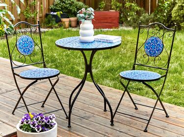 Metal Garden Bistro Set Black CIGLIANO