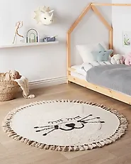 Barnmatta ETSERI Beige ø 120 cm Bomull_1184812