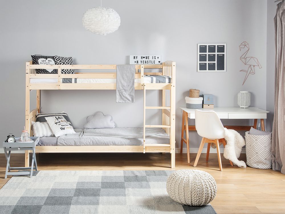 Bunk Bed Pine Wood REVIN 90 x 200 cm (EU Single) Light Brown