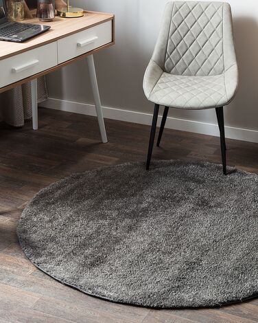 Shaggy Round Area Rug ⌀ 140 cm Dark Grey DEMRE