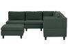 5 Seater Left Hand Modular Fabric Corner Sofa with Ottoman Dark Green UNSTAD_925526