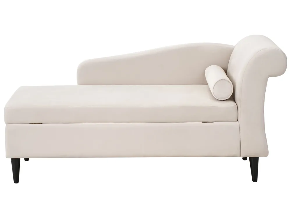 Right-Hand Chaise Longue LUIRO with Storage Velvet Beige