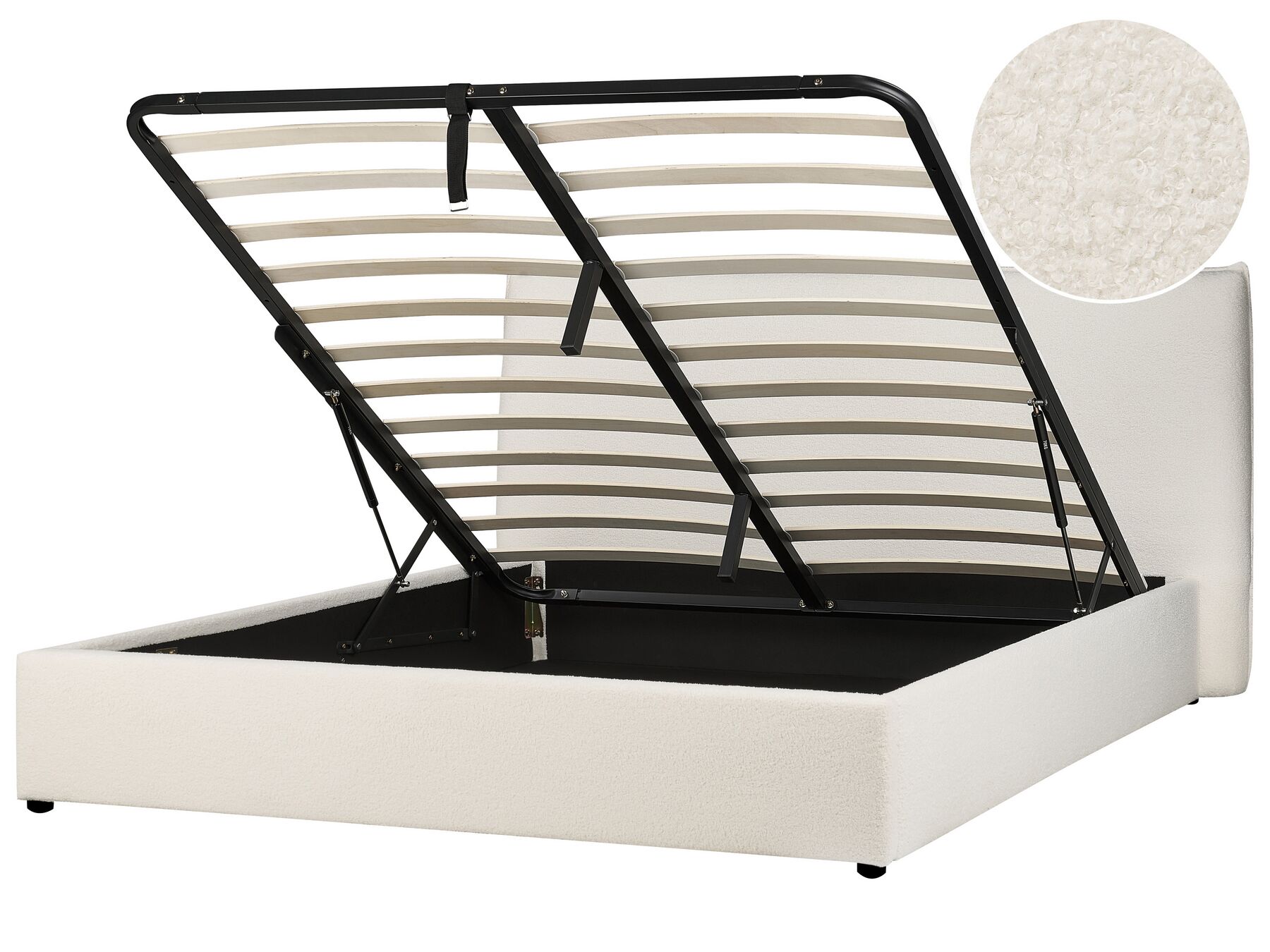 Buklé postel s úložným prostorem 180 x 200 cm krémově bílá LAVAUR_913358