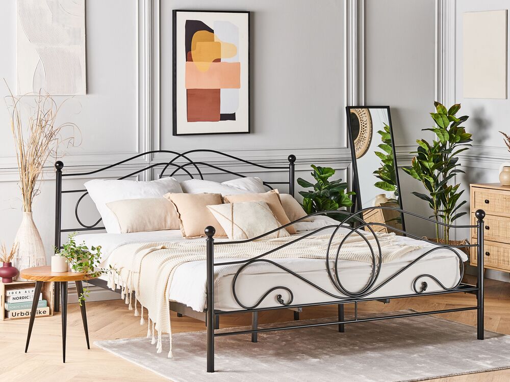 Metal EU Super King Bed Black LYRA Beliani