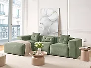 Ecksofa DOLVA Chenillegewebe Dunkelgrün rechtsseitig_1174218