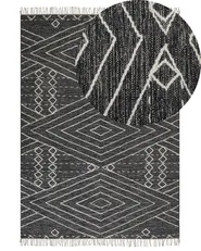 Rug KHENIFRA Black 160 x 230 cm Cotton_831115