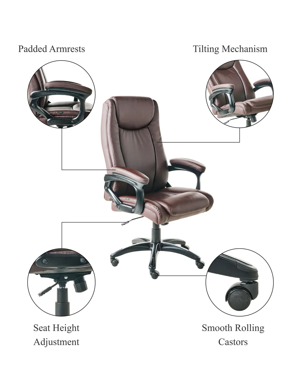 Chefsessel GRACEFUL Kunstleder Dunkelbraun_995315