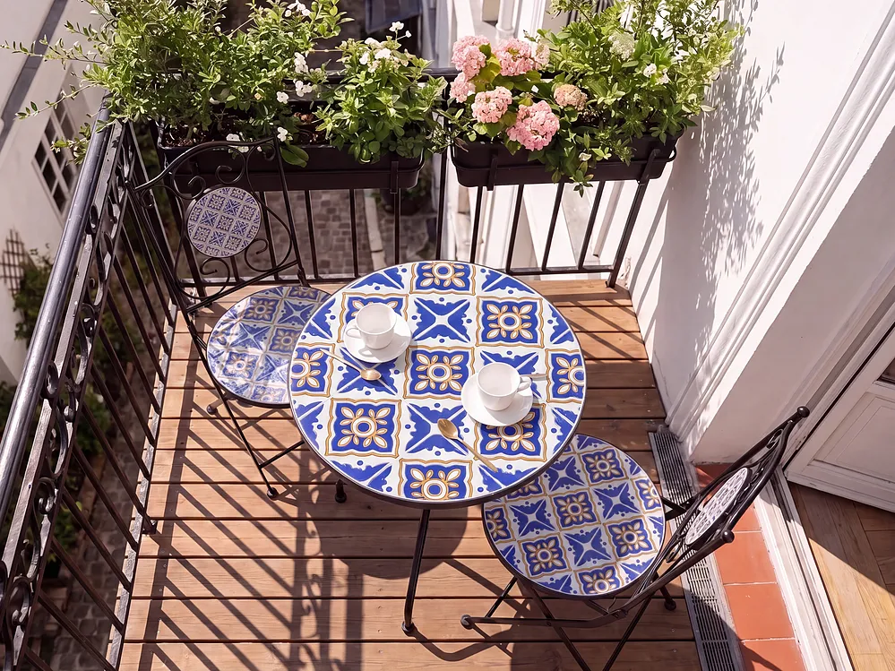Set mobilier de grădină SIPONTO Metal Alb/Albastru_1155712