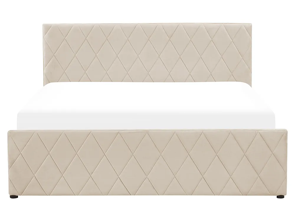 Bett mit Stauraum ROCHEFORT Samtstoff Beige 160 x 200 cm_857291