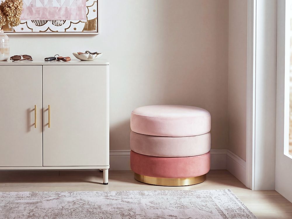 Pouf LOUIN Samtstoff Rosa