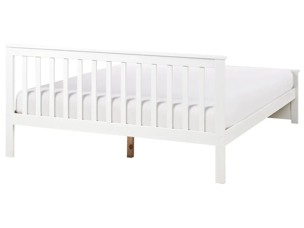 Bed Pine Wood OLENDON 160 x 200 cm (EU King Size) White_954842