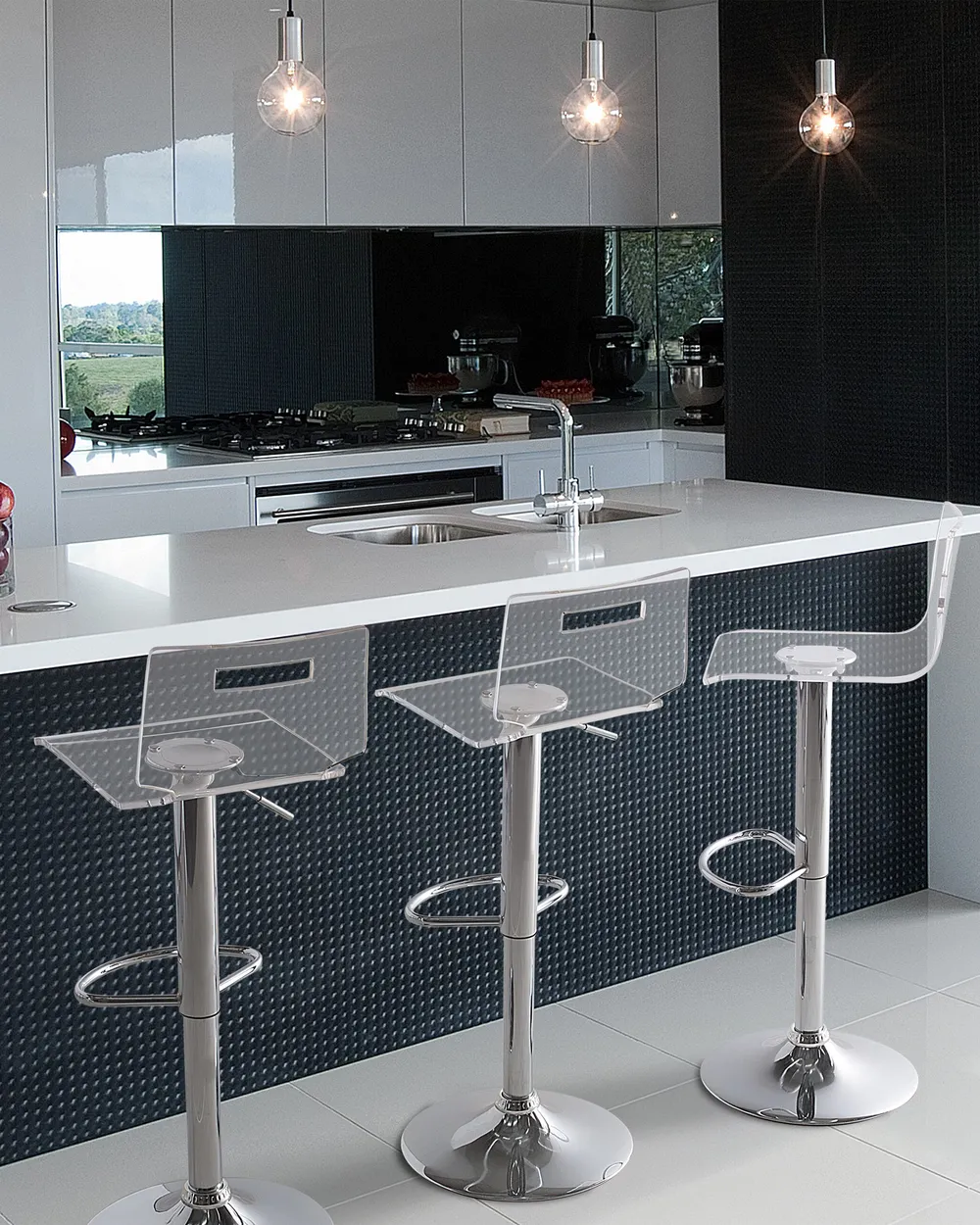 Set de 2 scaune de bar MALTA Pivotant Transparent