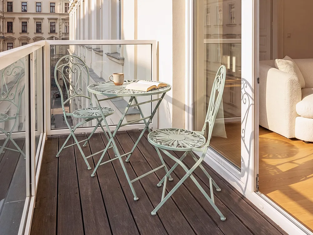 Bistro Table Folding TRENTO 70 cm 70 cm Metal Light Green_1155085