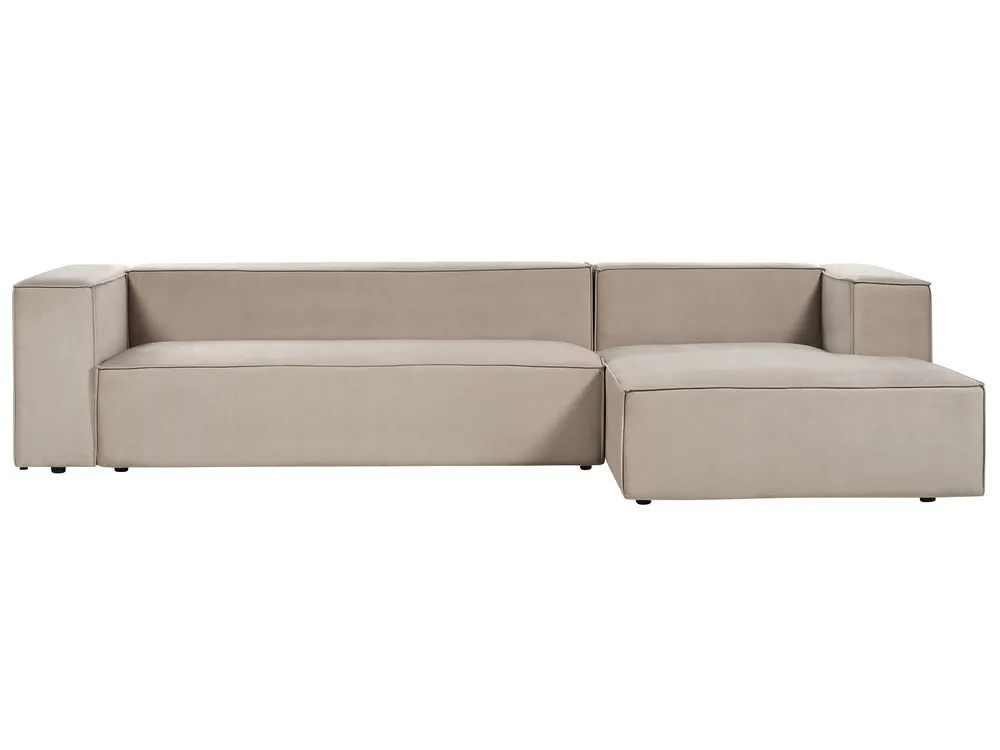 Corner Sofa 3 Seater VERNON Velvet Beige Left Hand
