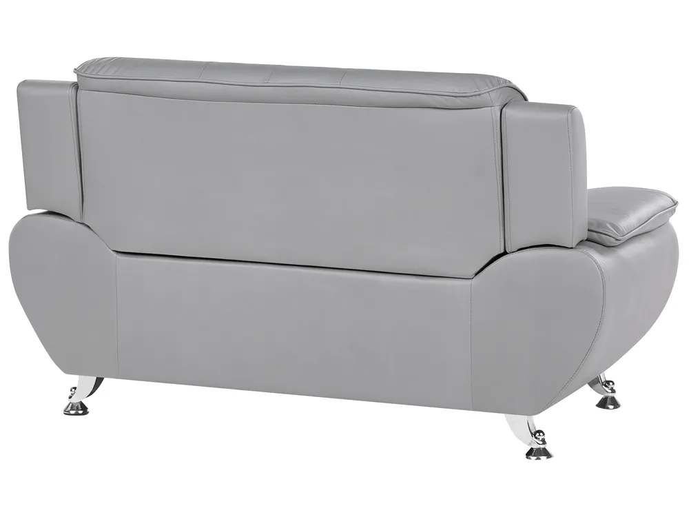 Sofa 2 Seater LEIRA Faux Leather Grey_1058635