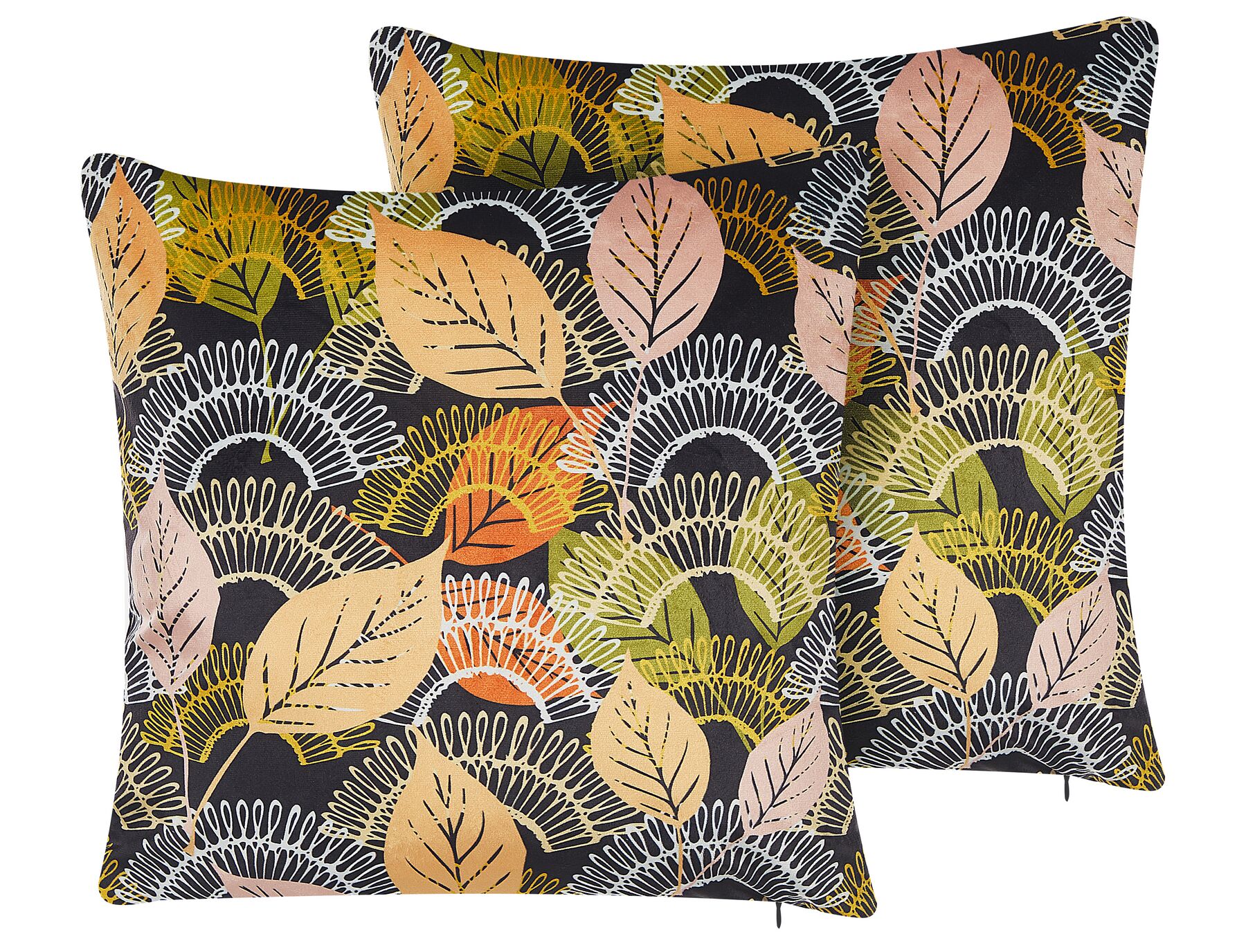 Lot de 2 coussins velours motif feuille multicolore 45 x 45 cm LAGURUS_818555