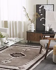 Teppich GEYVE Beige 160 x 230 cm Baumwolle_1183334