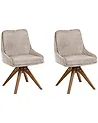 Set of 2 Dining Chairs Swivel DORRIS Fabric Taupe