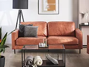 Sofa dla 3 osób SAVALEN Ekoskóra Złoty brąz_1154791