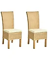Set of 2 Dining Chairs ANDES Rattan Natural