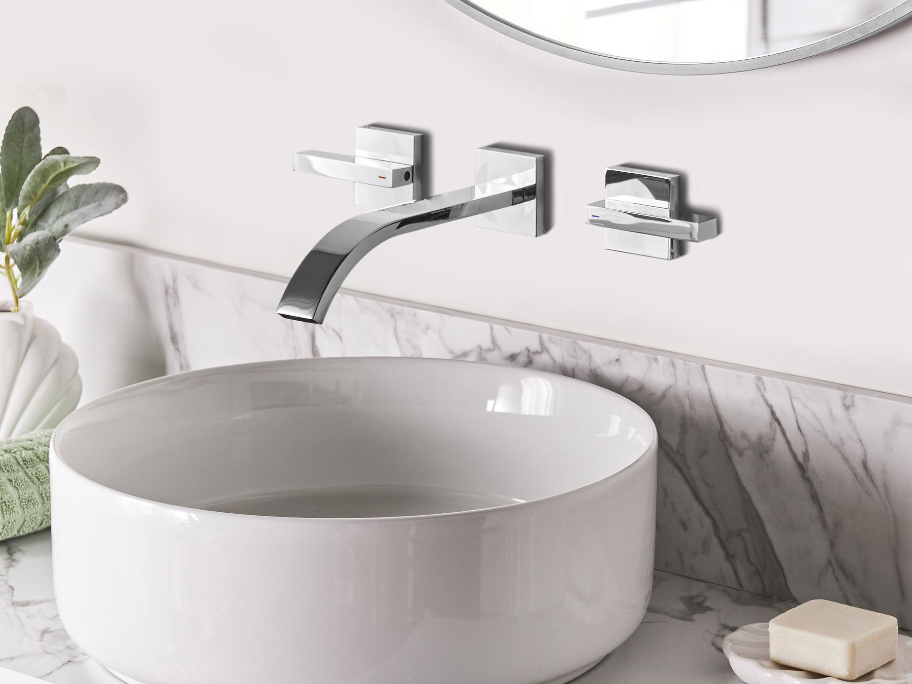 Bateria umywalkowa ścienna srebrna BERRACO_986800