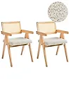 Set of 2 Dining Chairs AVA Wood Light Brown/ Beige