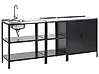 Conjunto de 3 muebles de cocina exterior con fregadero VILAMA Negro Metal
