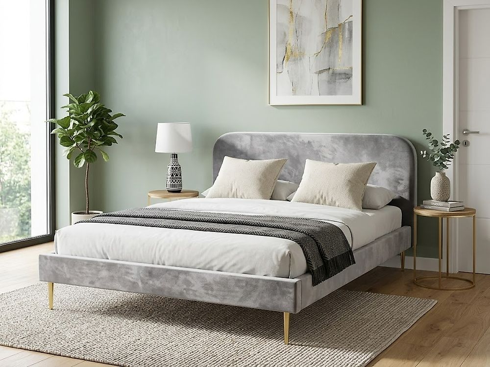 Bett mit Lattenrost Samtstoff FLAYAT 180 x 200 cm Grau