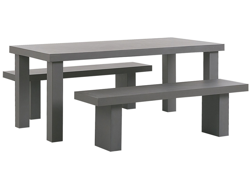 4 Seater Concrete Garden Dining Set Benches Grey TARANTO Beliani