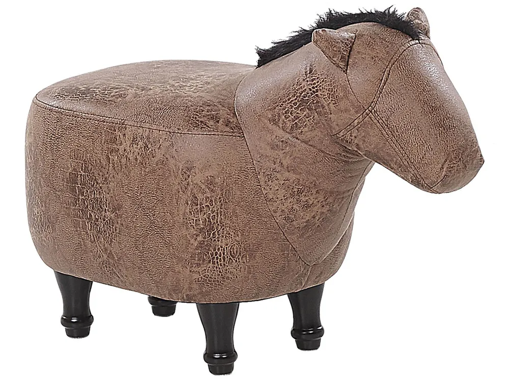 Animal Stool HORSE Faux Leather Light Brown