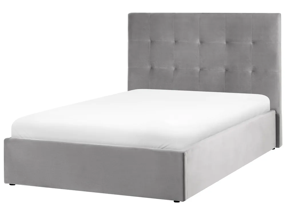 Ottoman Bed LORIENT Velvet Grey 120 x 200 cm (EU Small Double)_1062917