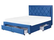 Bed with Storage Drawers LIEVIN Velvet Navy Blue 160 x 200 cm (EU King Size)_821228