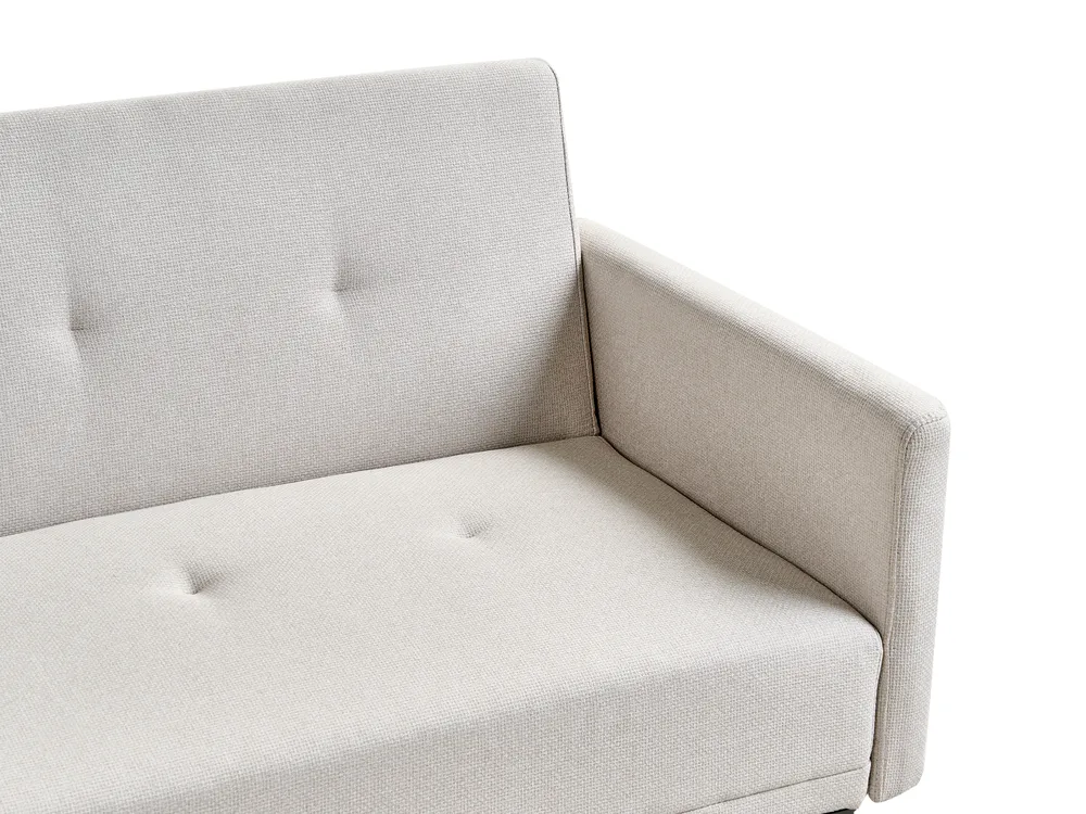 Beliani Canapé Convertible 3 Places Taies Déhoussables Rembourré en Tissu Bouclé Blanc Cassé Lucan Beliani Canapé Convertible 3 Places Taies Déhoussables Rembourré en Tissu Bouclé Blanc Cassé Lucan