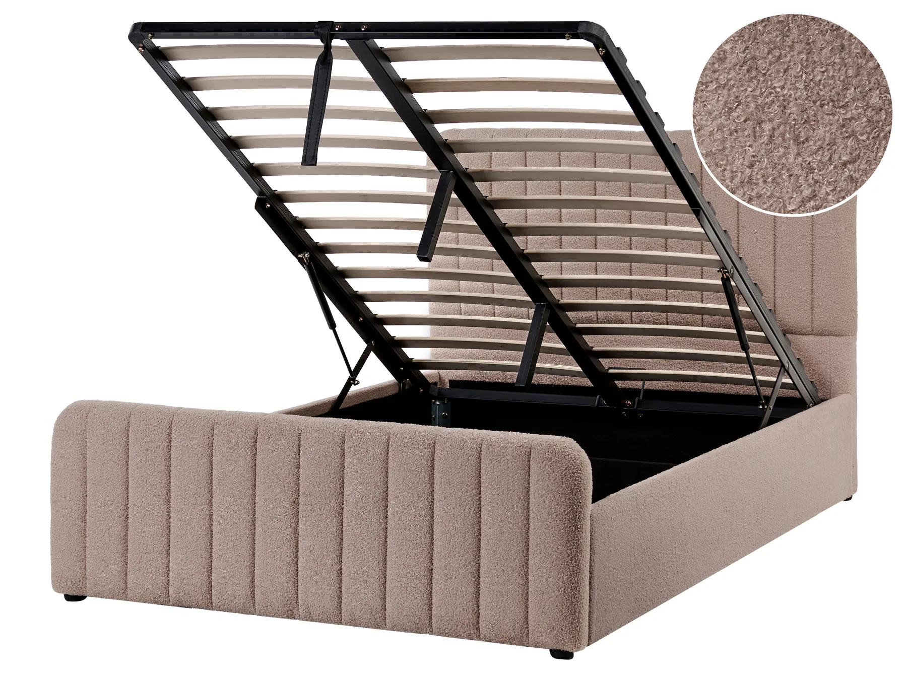 Ottoman Bed LUNAN Boucle Taupe 120 x 200 cm (EU Small Double)_1048505