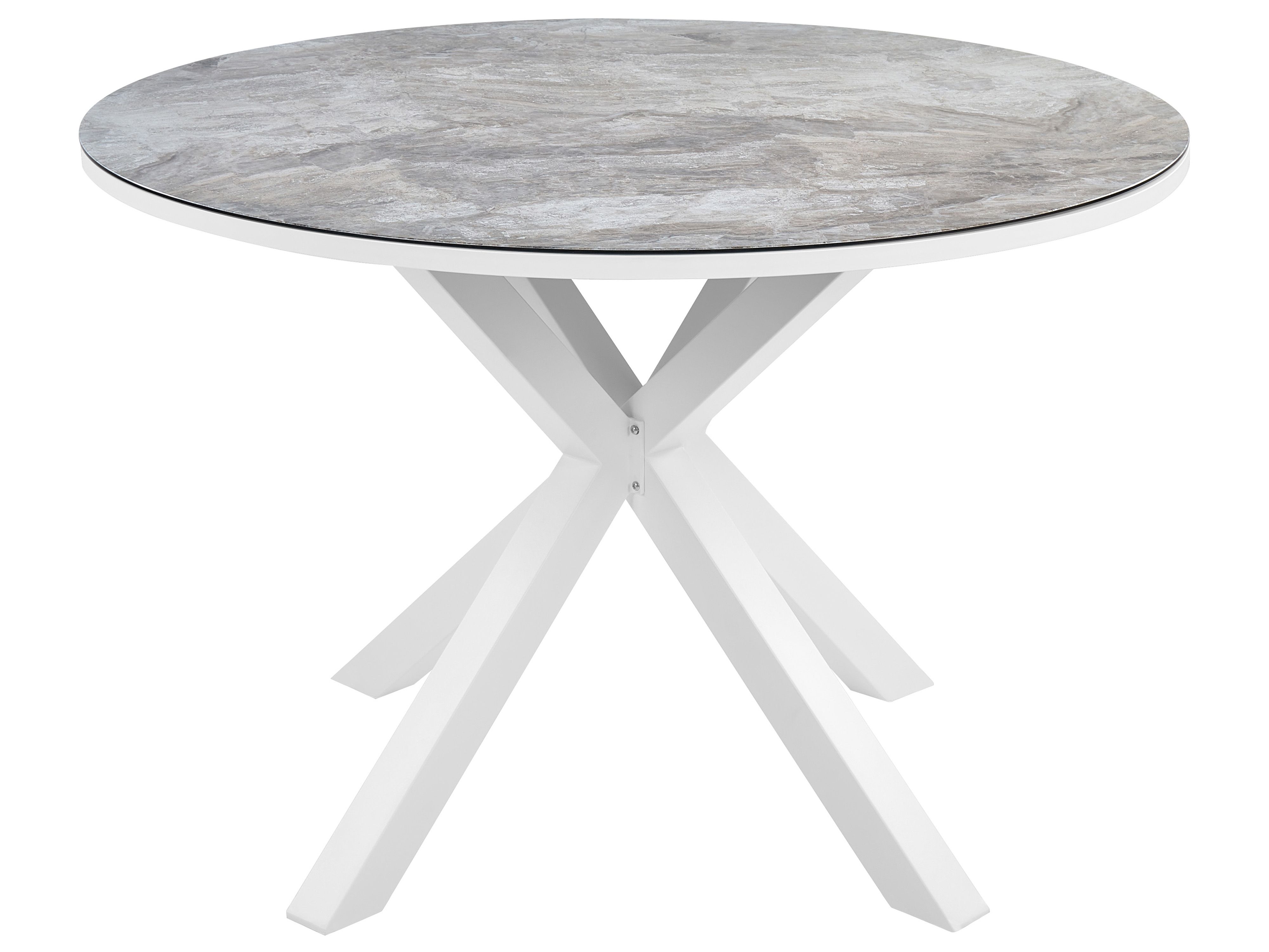 Table De Jardin Moderne 120 Cm – Plateau Verre Gris, Pieds Aluminium, Résistante Aux Intempéries – Pour 4 Personnes - 2