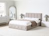 Bett mit Stauraum QUIBERON Chenillegewebe Taupe 160 x 200 cm