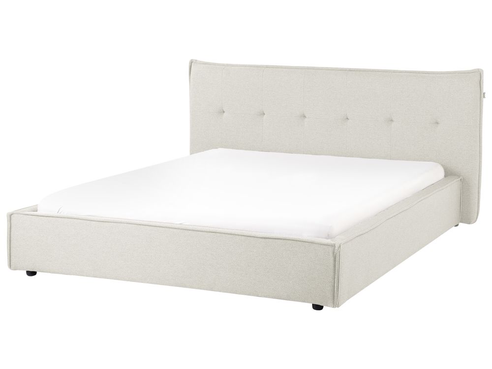 Bed Faux Linen LESTRE 160 x 200 cm (EU King Size) Off-White