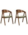 Set of 2 Dining Chairs Dark Wood and Green YUBA_934264