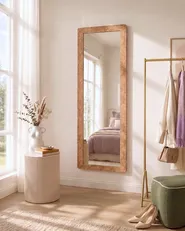 Wall Mirror GALAN 50 cm 160 cm Light Brown_1125160