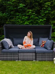 Set da giardino con tavolo 6 posti CORTE Modulare Rattan sintetico (PE) Marrone scuro_828657