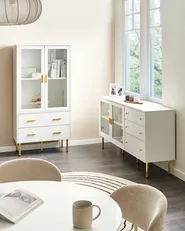 Witryna ze szklaną gablotą MILORA 80 cm Biały_979536