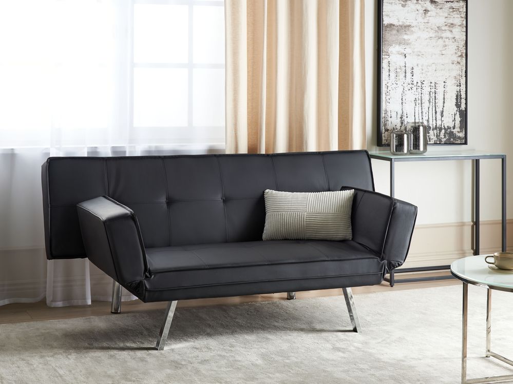 Sofa Bed BRISTOL Black Faux Leather Beliani