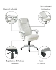 Poltrona da scrivania CHIEF Pelle sintetica Bianco sporco_995312