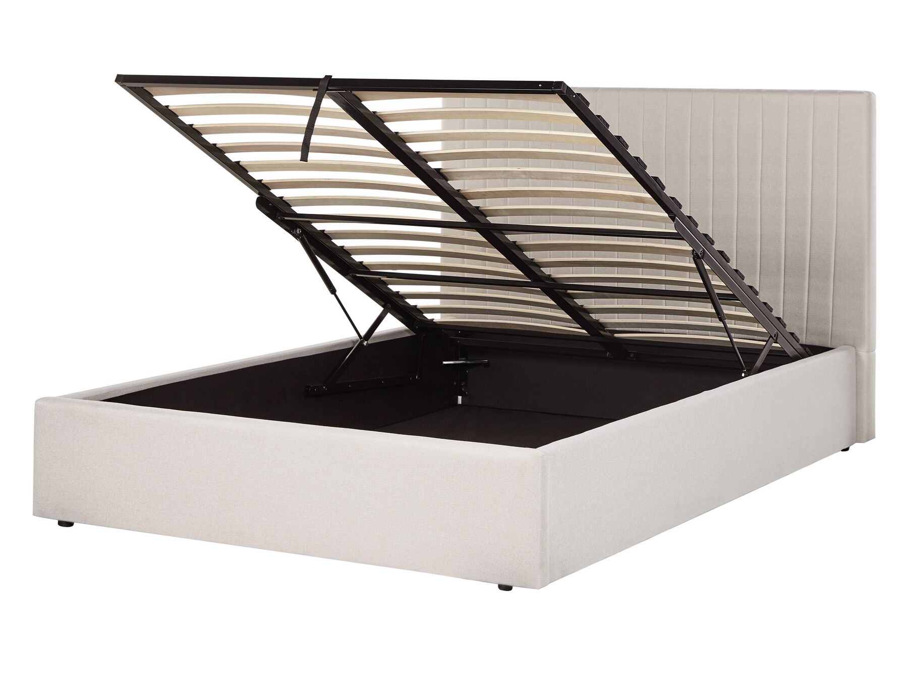 Čalouněná postel s úložným prostorem 140 x 200 cm béžová VION_901823