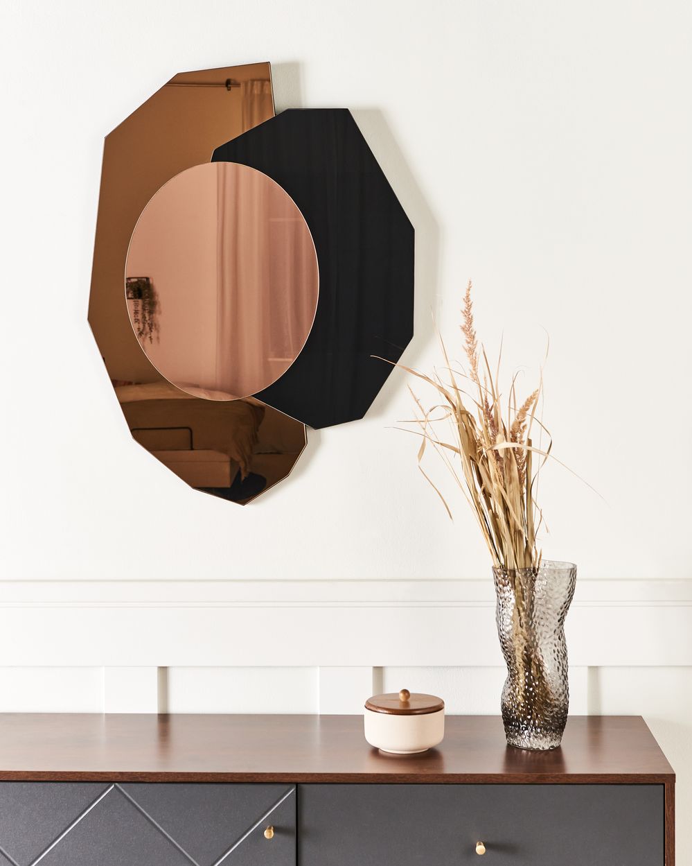 Lustro ścienne TROYON 62 cm 80 cm Różowe złoto
